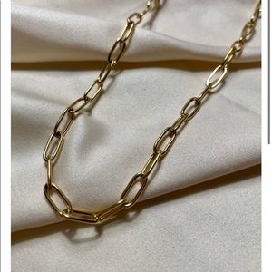 Paper clip chain necklace gold plated